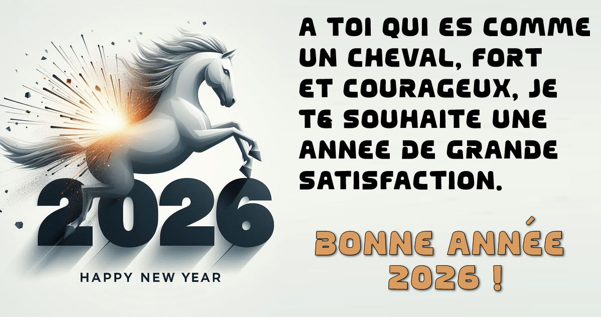 Image bonne année  2026 avec Cheval de Feu